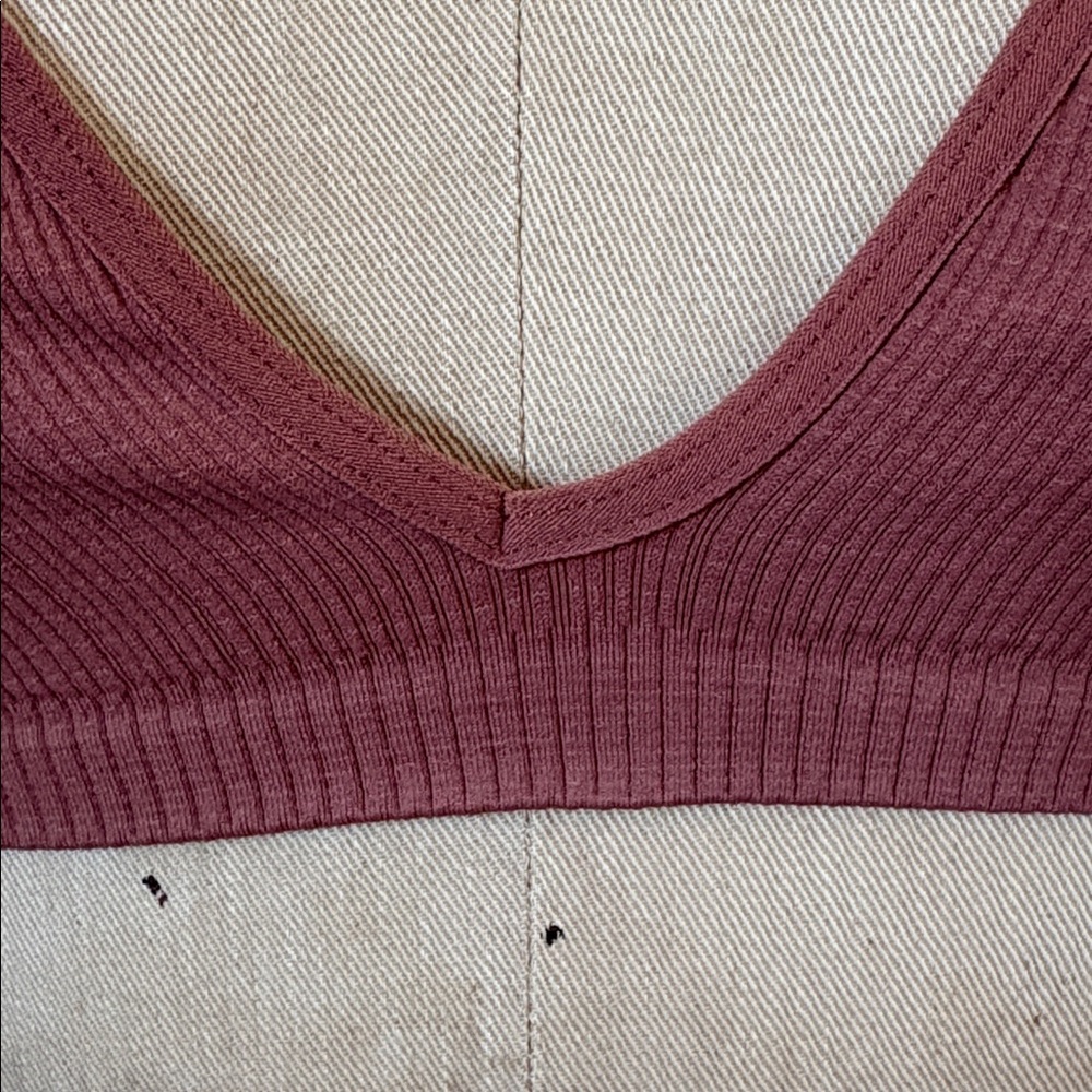 Intimately Free People Rust Ribbed Bralette Intricate Lace Woven Racer Back XS - Picture 2 of 8